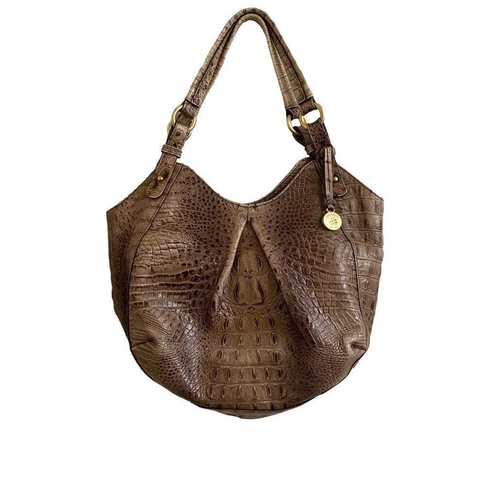 Brahmin Anne Melborne Croco Hobo in Toasted Almond